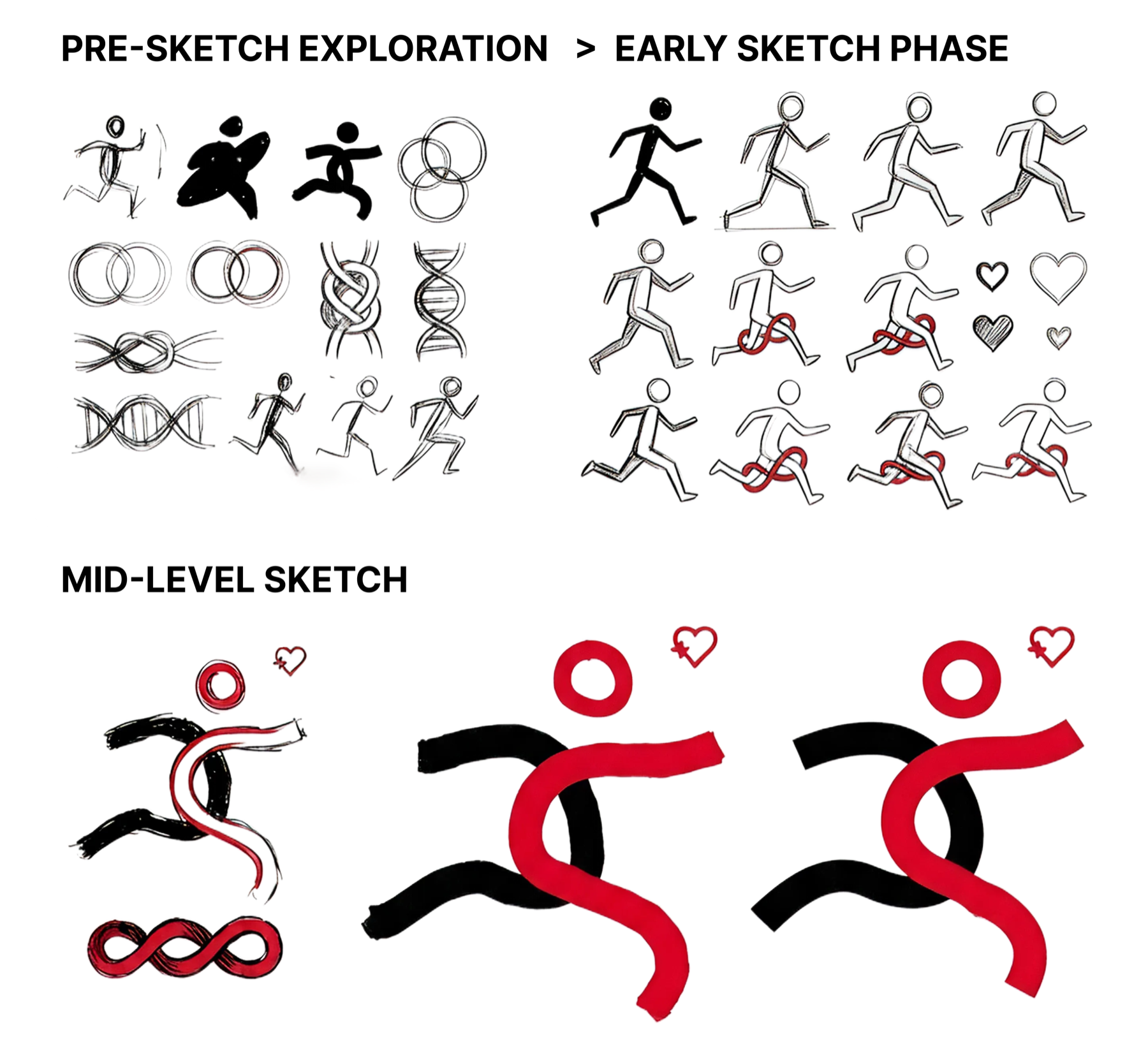 Logo process — pre-sketch to final